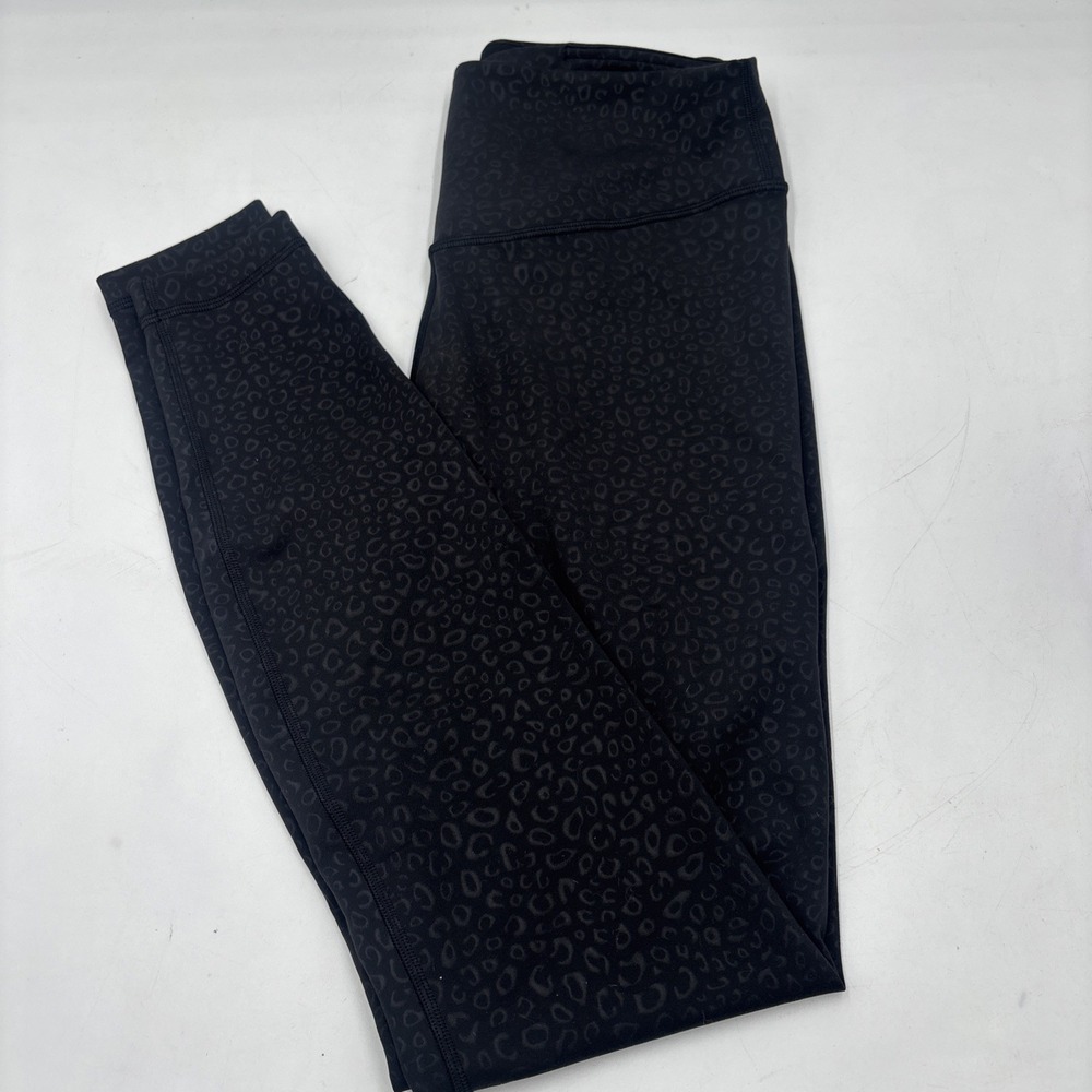 Lululemon Black Cheetah Print High-Rise Crop Leggings Size 8